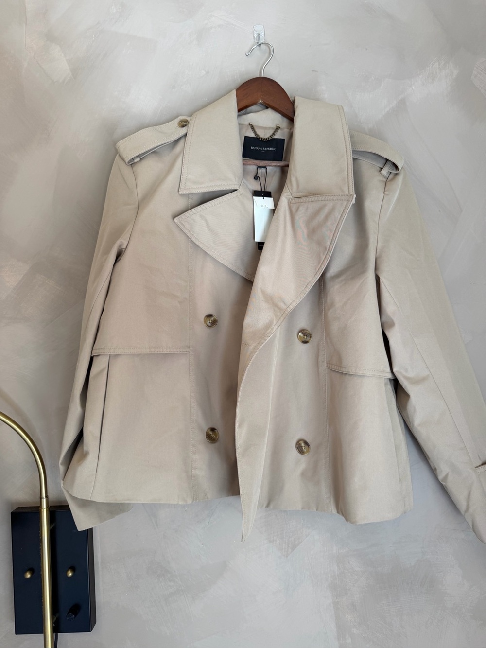 Banana Republic Light Beige Double-Breasted Trench Jacket